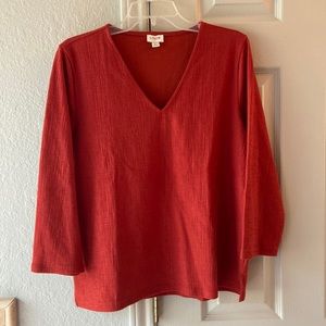 J. Crew Textured V-neck three-quarter-sleeve tee